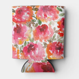 Enfriador De Latas rosas rojas de Shabby, patrón sin costuras.