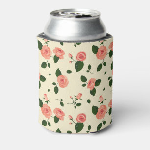 Enfriador De Latas Rosas Rosadas Bonitas Patrón Rosa Pastel