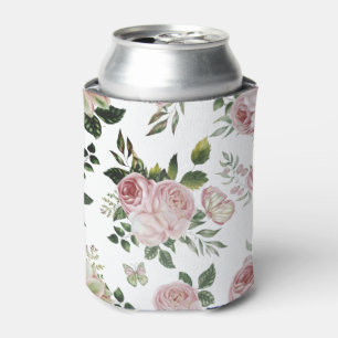 Enfriador De Latas Rosas rosadas románticas en una casa de campo con 