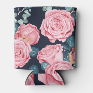 Enfriador De Latas Rosas rosas rosadas vintage, patrón sin costuras.
