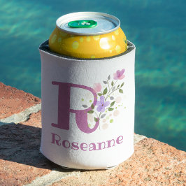 Enfriador De Latas Roseanne Nombre con un Diseño Floral