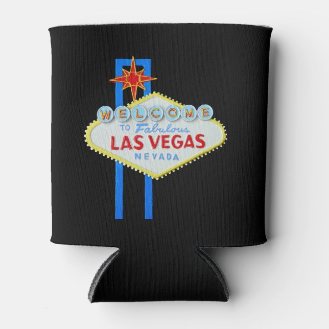 Enfriador De Latas Rótulo negro de Las Vegas (Anverso)