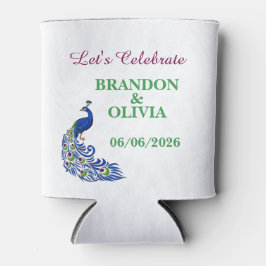 Enfriador De Latas Royal Blue Elegant Peacock Wedding Can Cooler