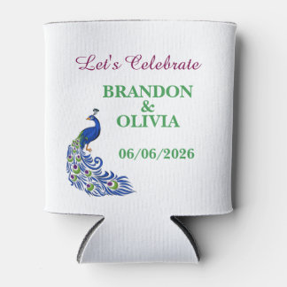 Enfriador De Latas Royal Blue Elegant Peacock Wedding Can Cooler