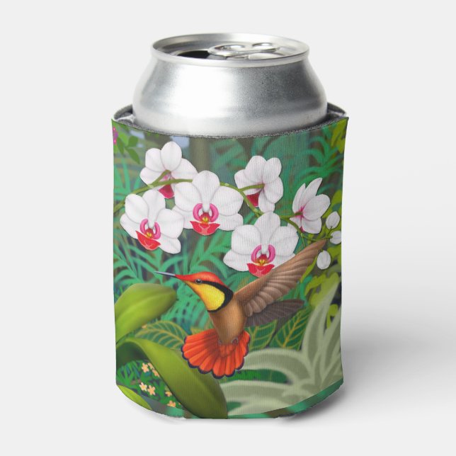 Enfriador De Latas Ruby Red Tropical Hummingbird Refrigerador de bebi (Lata Anverso)