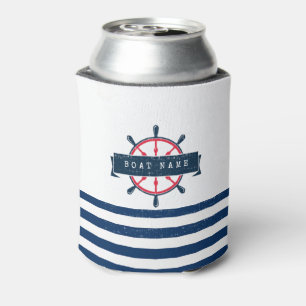 Enfriador De Latas Rueda Náutica, franjas azul de la marina
