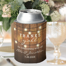 Enfriador De Latas Rustic Boda Country String Lights Gracias A Todos