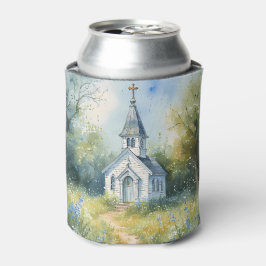 Enfriador De Latas Rustic Church Path in Wildflower Meadow