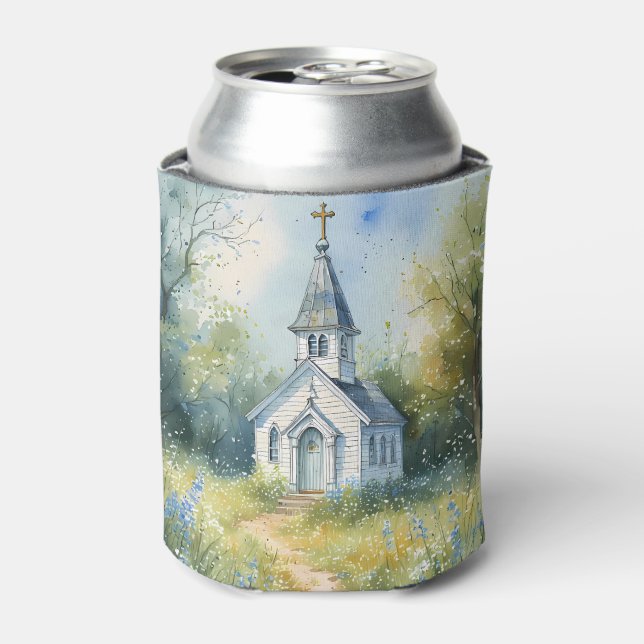 Enfriador De Latas Rustic Church Path in Wildflower Meadow (Lata Anverso)