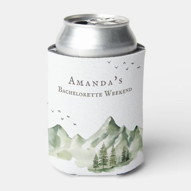 Enfriador De Latas Rustic green mountain landscape Bachelorette (Lata Anverso)