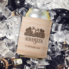 Enfriador De Latas Rustic Mr. y Mrs. Country Wood Elegant Wedding