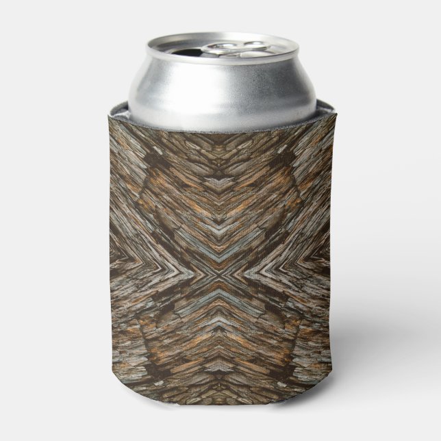 Enfriador De Latas Rustic Tree Bark Photo Southwest Diamond Pattern (Lata Anverso)