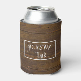 Enfriador De Latas Rustic Wood Look Groomsman Refrigerador de bebidas