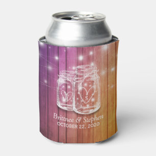 Enfriador De Latas Rustic Wood Mason Jar String ilumina ducha de matr