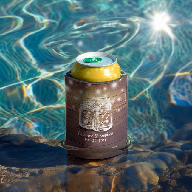 Enfriador De Latas Rustic Wood Mason Jar String ilumina ducha de matr (Subido por el creador)