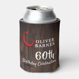 Enfriador De Latas Rustic Wood Red Wine 60th Birthday Party