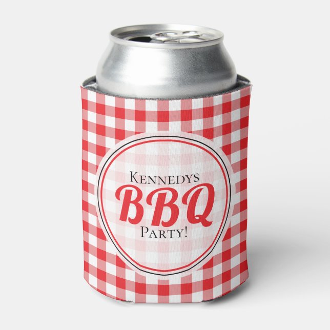 Enfriador De Latas Rústica familia Red Gingham Picnic (Lata Anverso)
