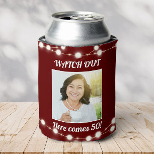 Enfriador De Latas Rústica Personalizado moderna foto 50 cumpleaños B