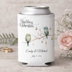 Enfriador De Latas Rústico Boda romántico de los pájaros de los bosqu