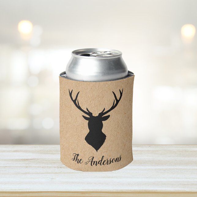 Enfriador De Latas Rústico ciervo negro | Kraft | Nombre de familia (Subido por el creador)