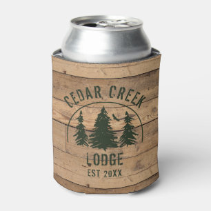 Enfriador De Latas Rústico Green Trees Cabin Lodge Personalizado