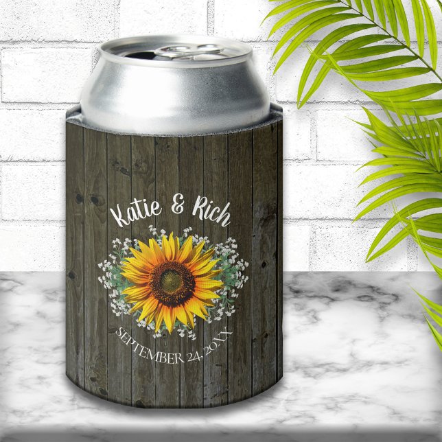 Enfriador De Latas Rústico País Favor De La Boda De Girasol (Subido por el creador)