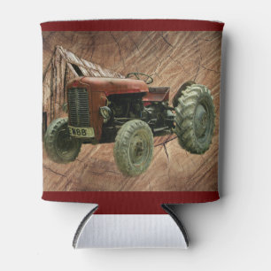 Enfriador De Latas Rústico pirata del tractor rojo vintage Shed