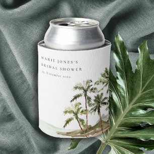 Enfriador De Latas Rústico Tropical Palm Tree Beach Sand Bridal Showe