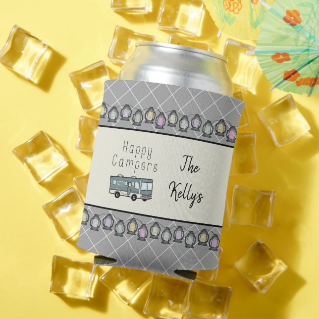 Enfriador De Latas RV personalizado de feliz campista (Verano in situ)