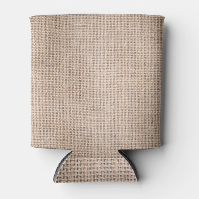 Enfriador De Latas Sackcloth hessi, fondo de textura trenzada. (Anverso)