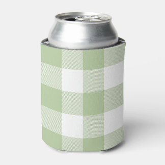 Enfriador De Latas Sage and White Buffalo Plaid Gingham