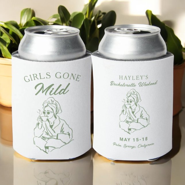 Enfriador De Latas Sage Green Chicas Gone Mild Spa Bachelorette (Subido por el creador)