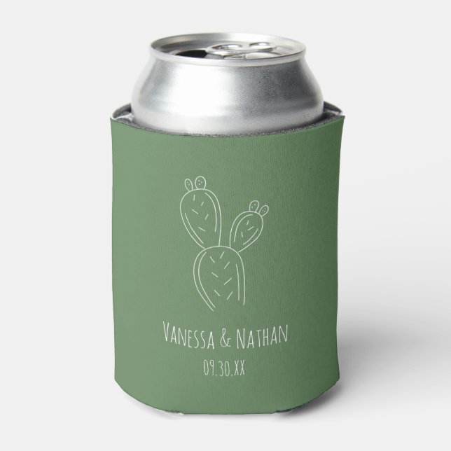 Enfriador De Latas Sage Green Pricky Pear Cactus Wedding Favor (Lata Anverso)