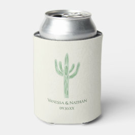 Enfriador De Latas Sage Green Saguaro Cactus Boda