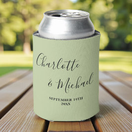Enfriador De Latas Sage Green Script Minimalist Wedding