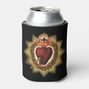 Enfriador De Latas Sagrado Corazón de Jesús Camiseta de la Devoción C