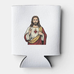 Enfriador De Latas Sagrado Corazón Jesús Grabado Antiguo Arte Vectori