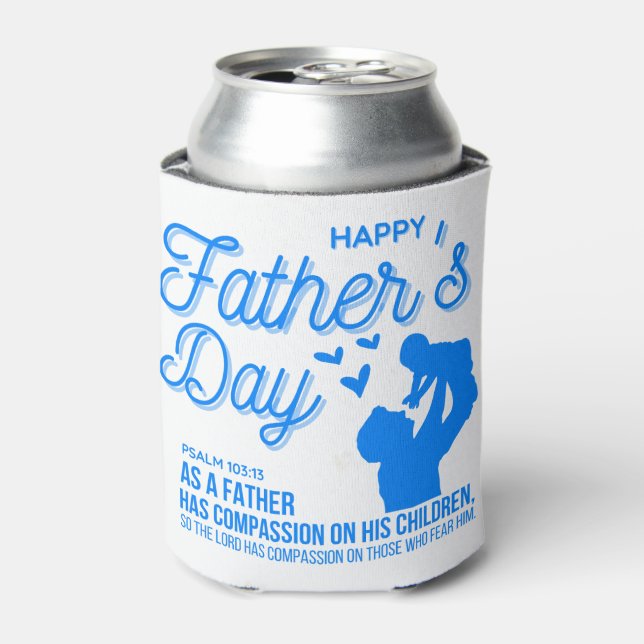 Enfriador De Latas Salmo del Día del Padre Feliz Cristiano Azul 103:1 (Lata Anverso)