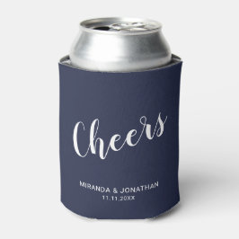 Enfriador De Latas "Salud": Azul de la Marina de Script Moderno