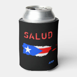 Enfriador De Latas *~* SALUD borra la bandera de Puerto Rico de negro