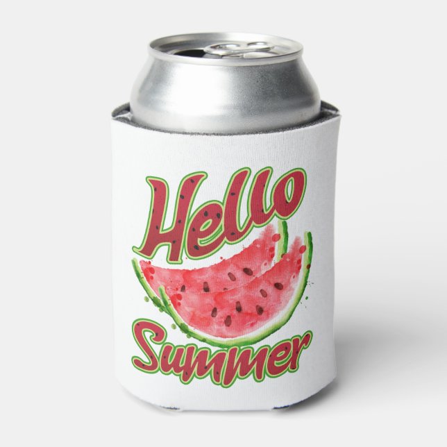 Enfriador De Latas Saludo | Diseño de sandía acuática (Lata Anverso)