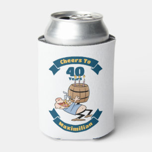 Enfriador De Latas Saludos A 40 Años Funny Beer Birthday Personalizad