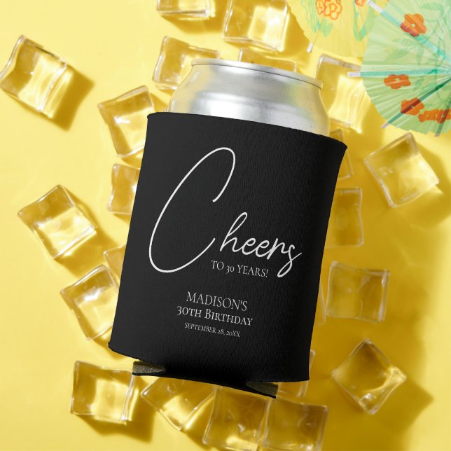 Enfriador De Latas Saludos a cualquier edad, cumpleaños blanco y negr (Verano in situ)