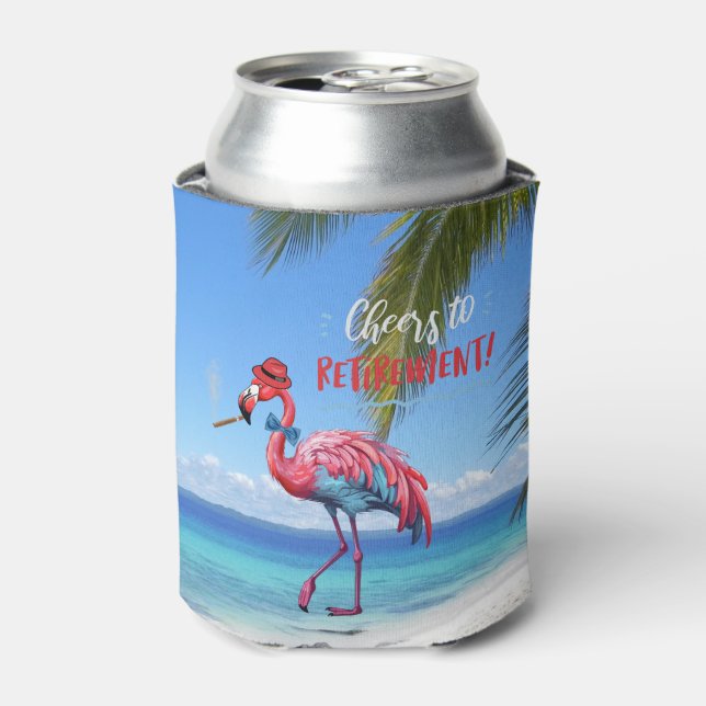 Enfriador De Latas Saludos a la playa tropical de Guay Flamingo (Lata Anverso)