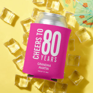 Enfriador De Latas Saludos a los años de cumpleaños, rosa caliente