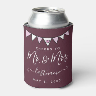 Enfriador De Latas Saludos al Sr. y la Sra. Elegant Wedding Front & B