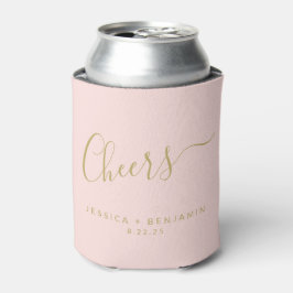 Enfriador De Latas Saludos Minimalistas Rubor Pink Gold Custom Weddin