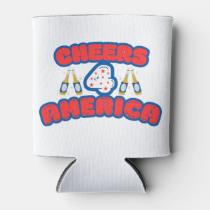 Enfriador De Latas Saludos para Estados Unidos en rojo, blanco y azul