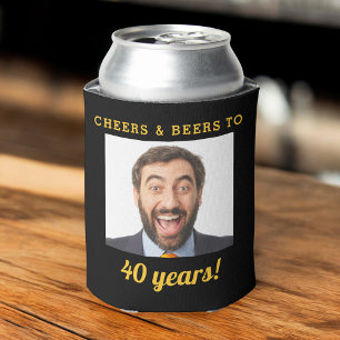 Enfriador De Latas Saludos y cervezas 40 años cumpleaños foto Keepsak
