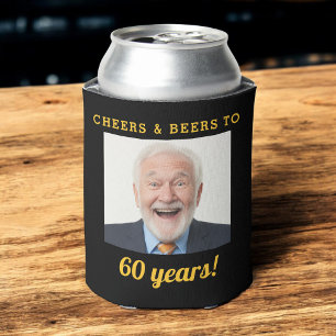 Enfriador De Latas Saludos y cervezas 60 años cumpleaños foto Keepsak